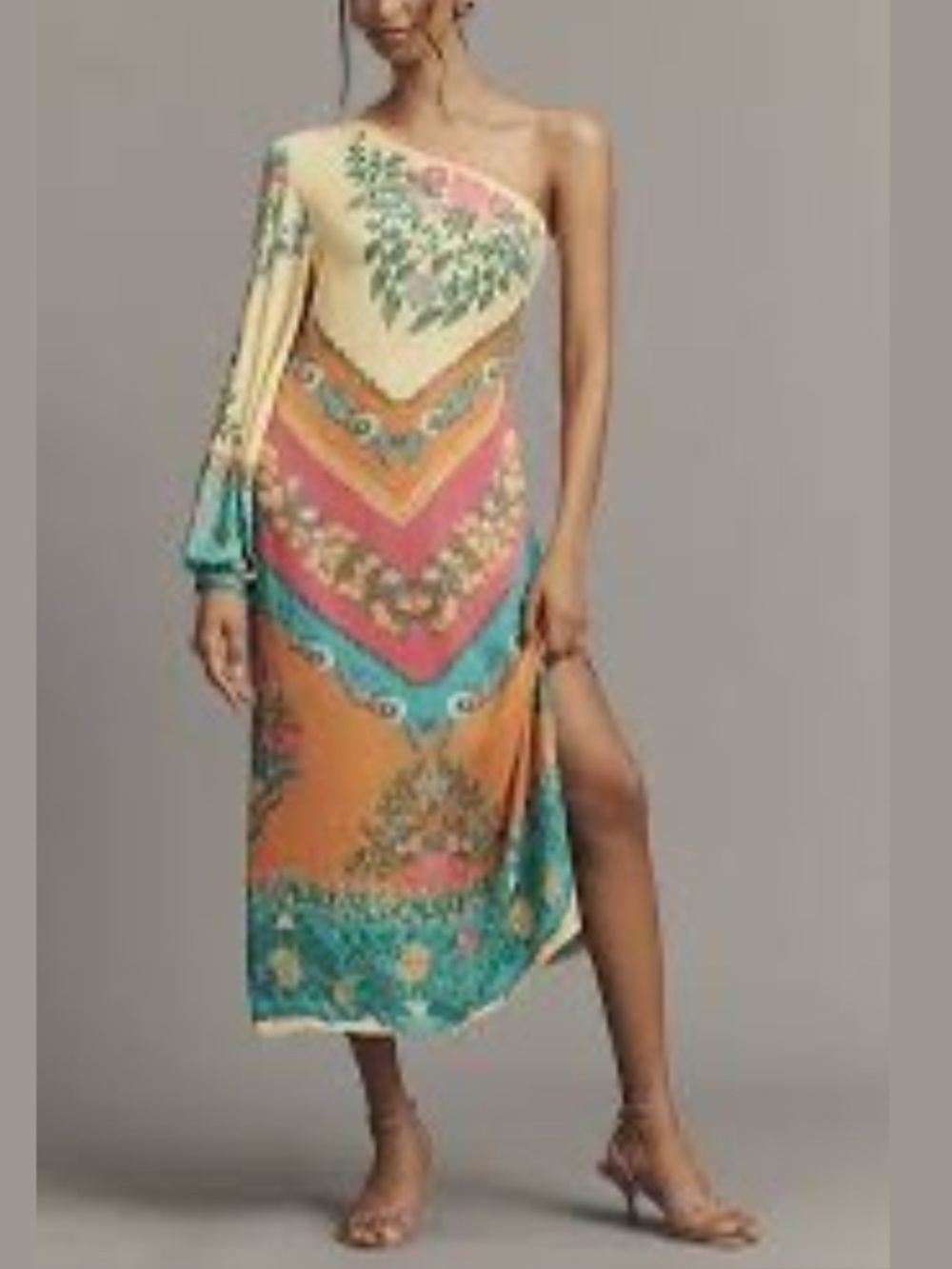 NWT Farm Rio × Anthropologie One-Shoulder Bohemian Printed Midi Dress | Medium